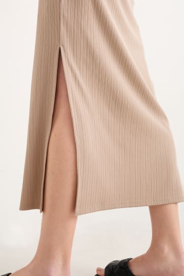 Donna - Vestito a colonna in maglia - beige