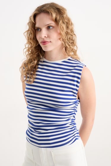Women - Top - striped - blue / creme