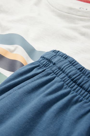 Mężczyźni - Letnia piżama - niebieski / beżowy