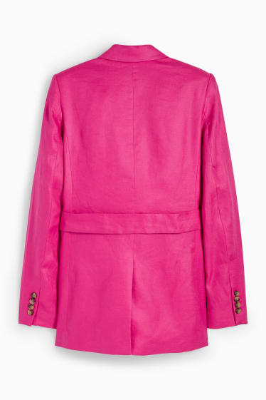 Women - Long linen business blazer- regular fit - pink