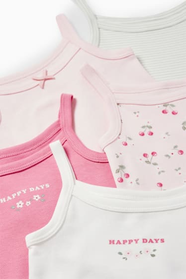 Babys - Multipack 5er - Blümchen und Kirsche - Baby-Body - rosa
