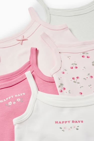 Baby Mädchen - Multipack 5er - Blümchen und Kirsche - Baby-Body - rosa