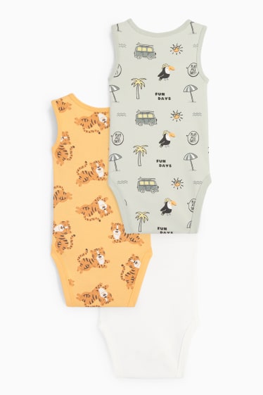 Babies - Multipack of 3 - tiger and toucan - baby bodysuit - orange