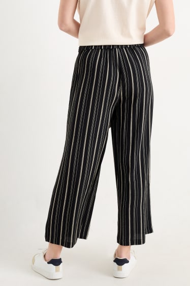 Women - Cloth trousers - high waist - wide leg - black