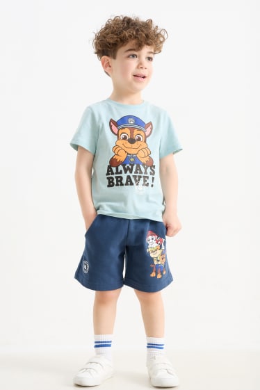 Copii - Patrula cățelușilor - set - tricou cu mânecă scurtă și pantaloni scurți trening - 2 piese - albastru / albastru deschis