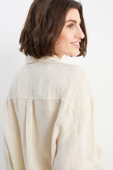 Women - Linen blouse - light beige