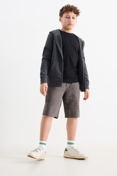 Children Boys - Bermuda shorts - linen blend - dark gray