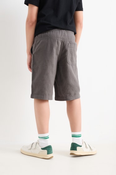 Children Boys - Bermuda shorts - linen blend - dark gray