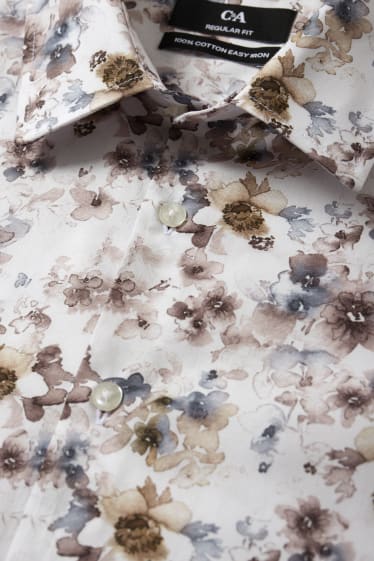 Heren - Business-overhemd - regular fit - kent - gemakkelijk te strijken - licht beige