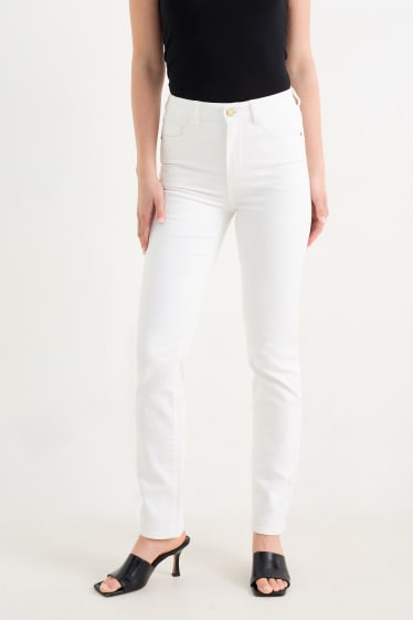 Damen - Straight Jeans - High Waist - cremeweiß