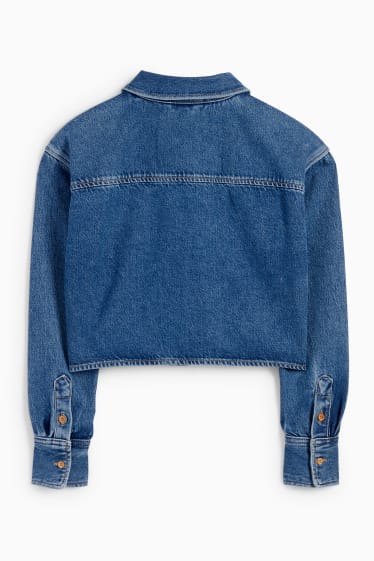 Damen - Crop Jeansjacke - jeansblau