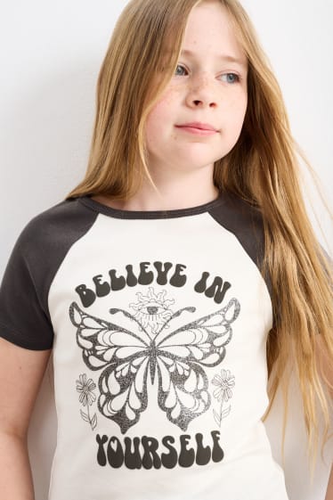 Copii - Fluture - tricou cu mânecă scurtă - negru / alb
