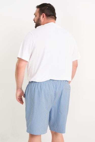 Pánské - Koupací šortky - pruhované - modrá/bílá