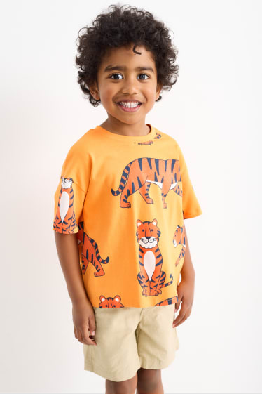 Dětské - Motiv tygra - tričko s krátkým rukávem - oranžová