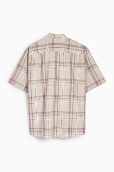 Hommes - Chemise - regular fit - col kent - à carreaux - beige