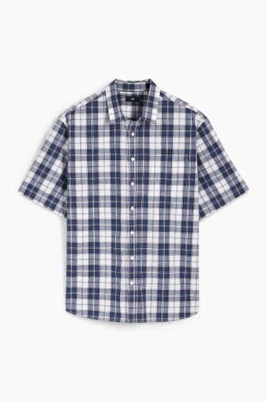 Hommes - Chemise - regular fit - col kent - à carreaux - bleu