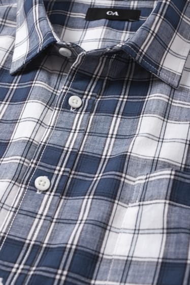 Hommes - Chemise - regular fit - col kent - à carreaux - bleu