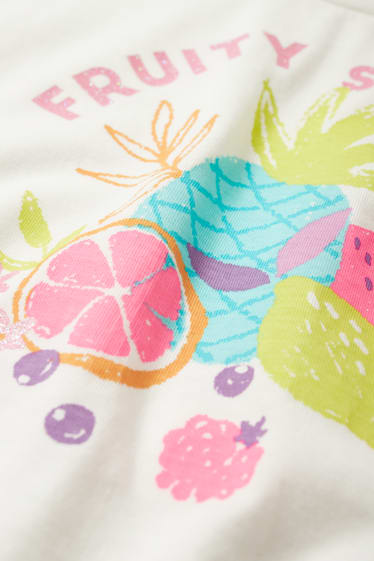 Bambini - Frutta - set - t-shirt e bermuda ciclista - 2 pezzi - bianco crema