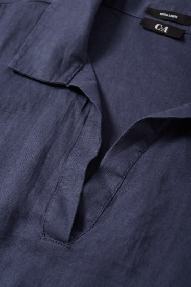Mujer - Blusa de lino - azul oscuro