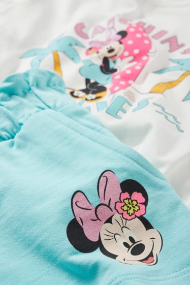 Enfants - Minnie Mouse - ensemble - T-shirt et short - 2 pièces - blanc crème