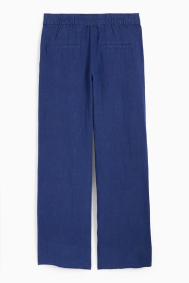 Dona - Pantalons de lli - high waist - wide leg - blau