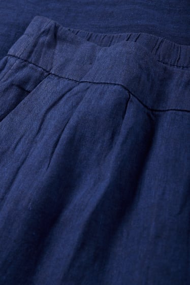 Dona - Pantalons de lli - high waist - wide leg - blau