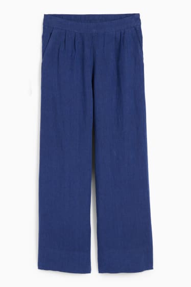 Dona - Pantalons de lli - high waist - wide leg - blau