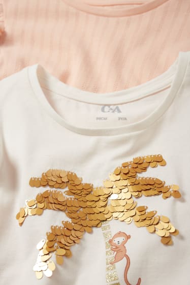 Bambini - Confezione da 2 - t-shirt - palme - bianco crema