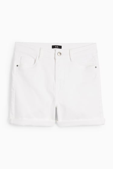 Donna - Shorts di jeans - vita alta - bianco crema