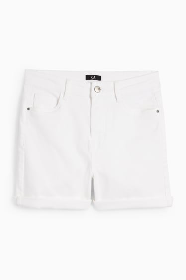 Damen - Jeans-Shorts - High Waist - cremeweiss