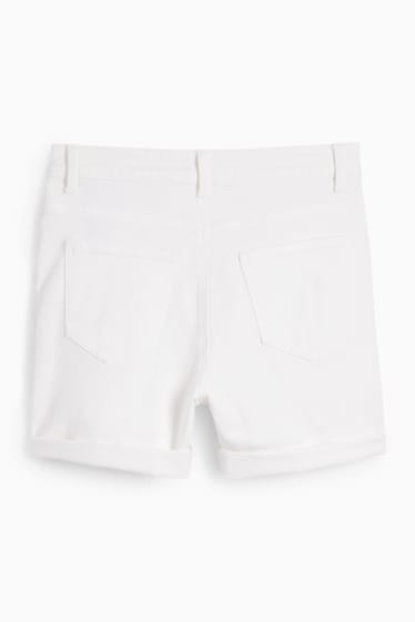 Donna - Shorts di jeans - vita alta - bianco crema