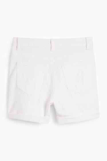 Damen - Jeans-Shorts - High Waist - cremeweiss