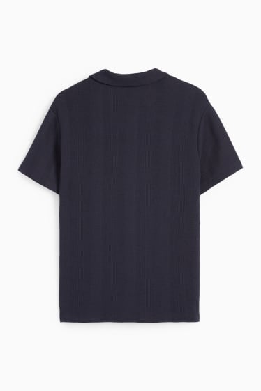 Mężczyźni - Koszulka polo - fakturowana - ciemnoniebieski