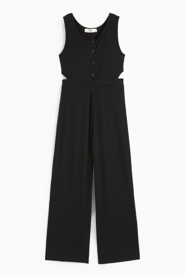 Kinder - Jumpsuit mit Cut-Outs - schwarz