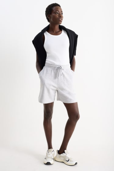 Mujer - Shorts deportivos básicos - mid waist - gris claro jaspeado