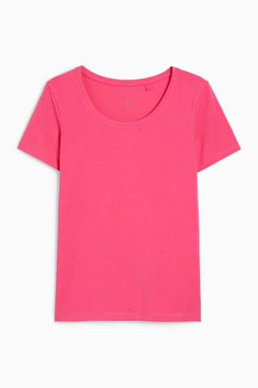 Damen - Basic-T-Shirt - dunkelrosa