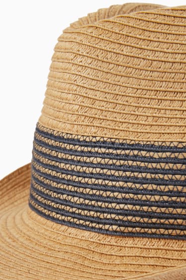 Hombre - Sombrero de paja - de rayas - marrón claro