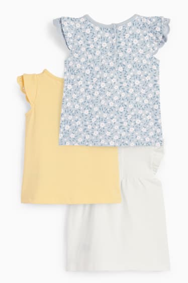 Bebés - Pack de 3 - florecillas - camisetas de manga corta para bebé - blanco
