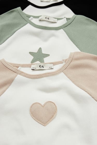 Enfants - Lot de 3 - cœur et étoile - T-shirts - marron clair