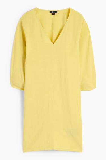 Women - V-neck dress - yellow