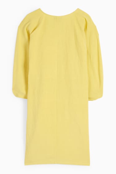 Damen - Kleid mit V-Ausschnitt - gelb