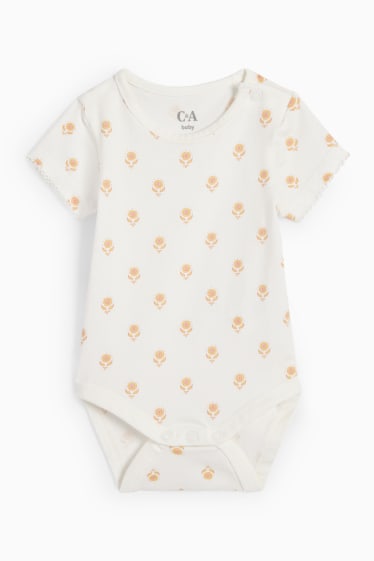Baby: meisjes - Bloemetjes - baby-outfit - 2-delig - geel