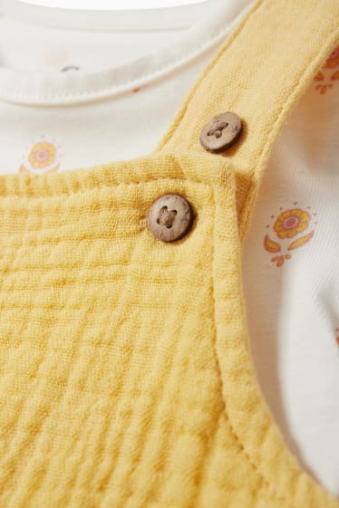 Baby: meisjes - Bloemetjes - baby-outfit - 2-delig - geel