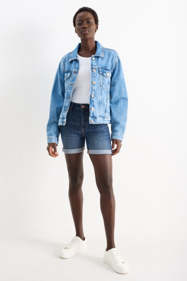 Femmes - Short en jean - mid waist - LYCRA® - jean bleu foncé