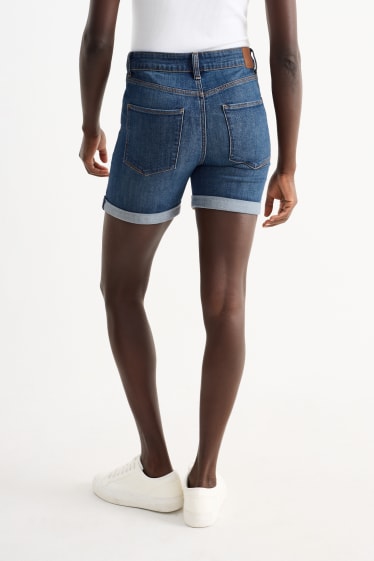 Women - Denim shorts - mid-rise waist - LYCRA® - denim-dark blue