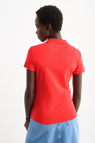 Damen - Basic-Poloshirt - rot