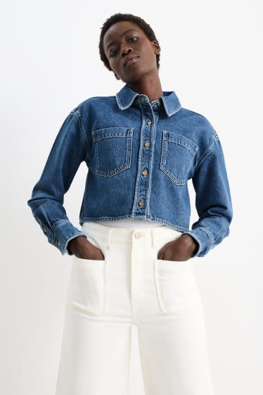 Femmes - Veste en jean courte - jean bleu