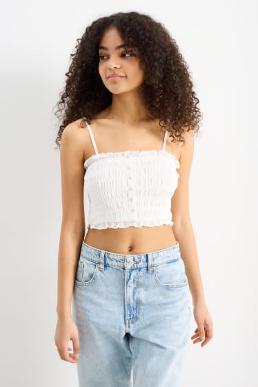 Damen - Crop Top - cremeweiß