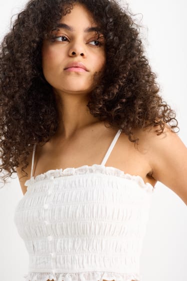 Damen - Crop Top - cremeweiß