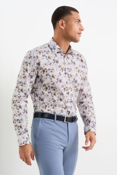 Heren - Business-overhemd - regular fit - kent - gemakkelijk te strijken - licht beige